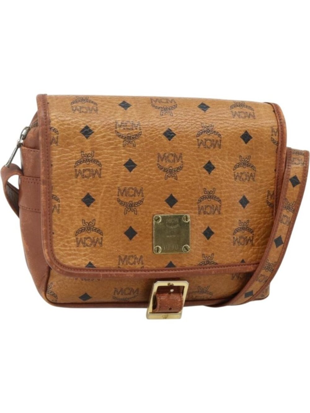 MCM Vicetos Logogram Shoulder Bag PVC Brown Gold